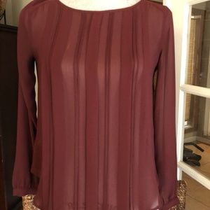Ann Taylor LOFT - Burgandy Top - Pleated Front